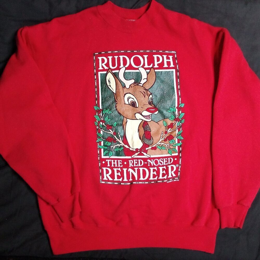 Vintage Rudolph Red-Nosed Reindeer Christmas Crewneck Sweatshirt - Picture 2 of 6